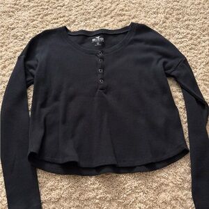 Hollister Black Waffle Knit Long Sleeve